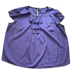Massimo Plus Size 28W 30W Purple Ruffle Front Flutter Sleeve Blouse